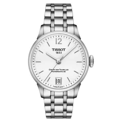 TISSOT 杜魯爾系列機械動力80女錶-銀/32mm T0992071103700