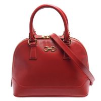 Salvatore Ferragamo 經典Darina金色馬蹄LOGO防刮牛皮手提/肩背包(紅)