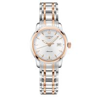 LONGINES 浪琴 Saint-Imier 大三針機械女錶-銀x雙色版/30mm L25635727