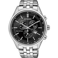 CITIZEN 星辰 Eco-Drive 商務精英三眼計時光動能腕錶(黑/42mm) AT2140-55E
