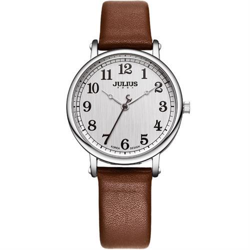 【JULIUS】復刻回憶數字皮革錶帶腕錶(二色/34mm)