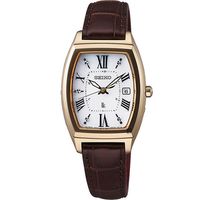 SEIKO 精工 LUKIA 鈦 太陽能復古皮帶電波女錶/26mm/1B22-0CC0K/SSQW034J