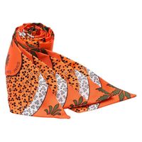 HERMES 愛馬仕Les Leopards花豹圖騰Twilly絲巾/領結(橘_一組兩條)