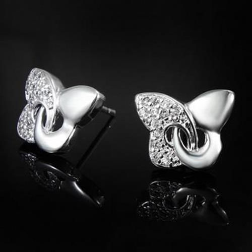 【米蘭精品】925純銀耳環耳針式耳飾蝴蝶造型唯美迷人百搭73au49