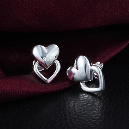 【米蘭精品】925純銀耳環耳針式耳飾愛心造型迷人獨特流行73au56
