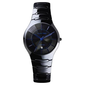 Relax Time 經典藍寶石陶瓷腕錶-黑x藍時標/36mm RT-26-C10
