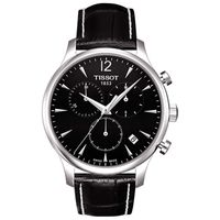 TISSOT 天梭 T-TRADITION 尊爵超薄三眼計時男錶(黑) T0636171605700