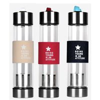 【H2O】時尚玻璃情侣 茶葉分離 泡茶 隨身瓶(送杯套/清潔刷隔熱圈)