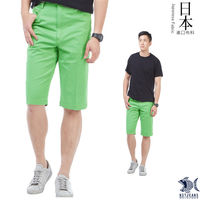 【NST Jeans】390(9402) 日本布料_宇治抹茶綠 休閒短褲(中腰 鬆緊帶 修身版)-行動