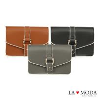 La Moda 設計感街頭Look 硬挺牛紋肩背郵差包 (共3色)