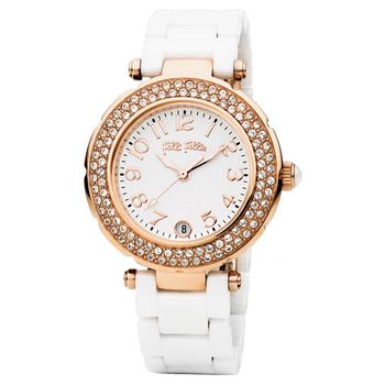 Folli Follie Beautime 晶鑽陶瓷女錶-玫瑰金框x白/34mm WF1B023BDS-XX