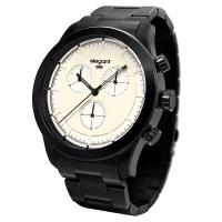 elegantsis Clasic Fashion 城市玩家計時腕錶-米白x黑/44mm ELJT34-JW02MA