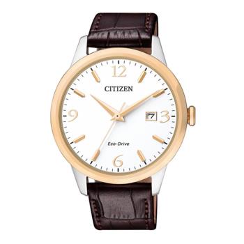 CITIZEN 星辰 光動能紳士牛皮男錶-白/40mm(BM7304-16A)