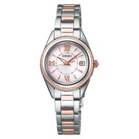 SEIKO 精工 Vivace 太陽能優雅電波女錶-粉x雙色/25mm 1B22-0BZ0KS(SWFH064J)