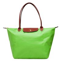 LONGCHAMP 經典LE PLIAGE系列長提把尼龍摺疊水餃包(大-草綠色)