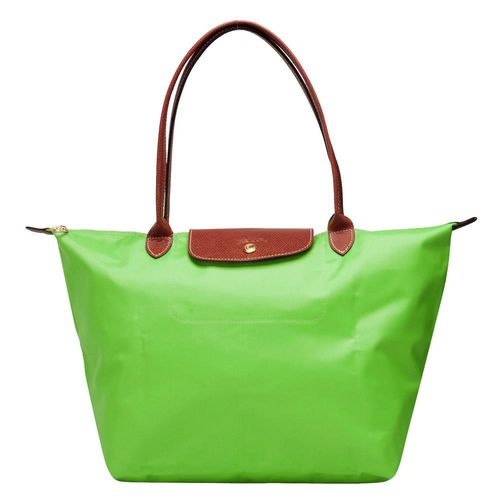 LONGCHAMP 經典LE PLIAGE系列長提把尼龍摺疊水餃包(大-草綠色)