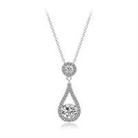 【米蘭精品】純銀項鍊鍍白金鑲鑽吊墜時尚高貴艷麗動人4色73ct23