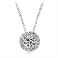 【米蘭精品】純銀項鍊鍍白金鑲鑽吊墜精緻俐落簡單優雅73ct34