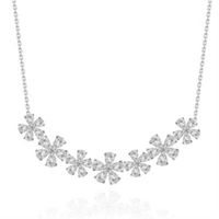 【米蘭精品】純銀項鍊鍍白金鑲鑽吊墜海上花鎖骨短鍊73ct41