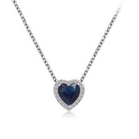 【米蘭精品】純銀項鍊鍍白金鑲鑽吊墜甜美迷人愛心造型4色73ct42