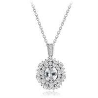 【米蘭精品】純銀項鍊鍍白金鑲鑽吊墜炫麗動人煙花設計4色73ct60