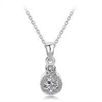 【米蘭精品】純銀項鍊鍍白金鑲鑽吊墜晶瑩剔透花水玲瓏73ct61