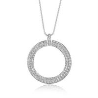 【米蘭精品】純銀項鍊鍍白金鑲鑽吊墜甜美氣質鏤空設計73ct72