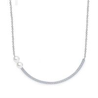 【米蘭精品】純銀項鍊鍍白金鑲鑽吊墜精緻秀氣唯美短鍊73ct87