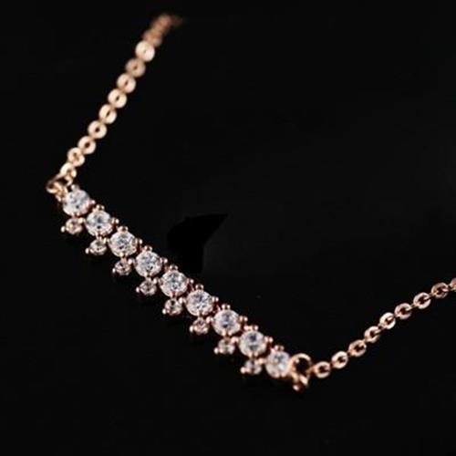 【米蘭精品】玫瑰金項鍊鑲鑽純銀吊墜精緻時尚優雅氣質73dw68