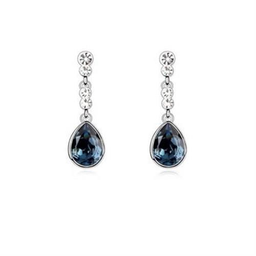 【米蘭精品】水晶耳環925純銀耳飾天使的眼淚珍貴唯美鑲鑽3色73bc9