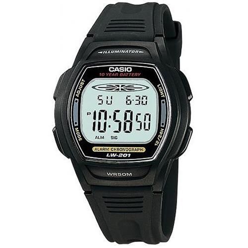 【CASIO】 10年電量電子運動錶-黑按鍵 (LW-201-1A)