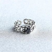 【米蘭精品】925純銀戒指瑪瑙開口戒經典麻花線條復古73gp49
