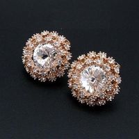 【米蘭精品】玫瑰金純銀耳環鑲鑽耳飾時尚流行奢華耀眼2色73gt38