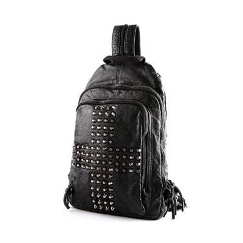 【米蘭精品】後背包皮革雙肩包韓版休閒時尚鉚釘2款73in68
