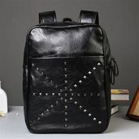 【米蘭精品】後背包皮革雙肩包韓版潮流時尚鉚釘73in79