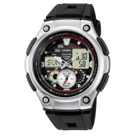 【CASIO】 超世代城市風格雙顯指針膠帶錶-黑面 (AQ-190W-1A)