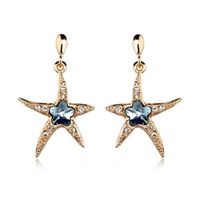 【米蘭精品】玫瑰金耳環鑲鑽純銀耳飾甜美可愛海星造型2色73gs256