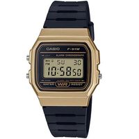 【CASIO】 運動小子電子錶黑x金框 (F-91WM-9A)