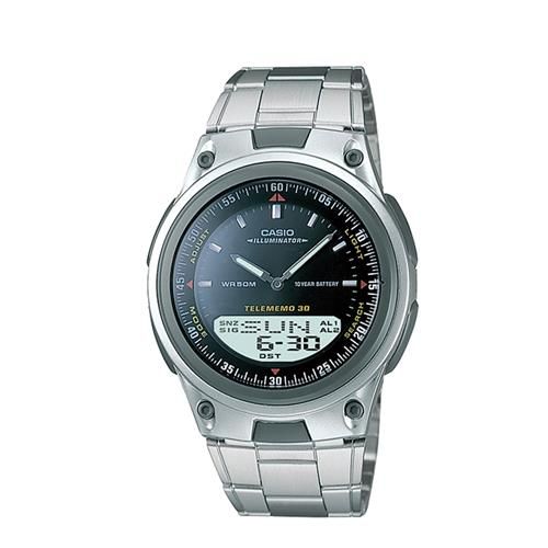 【CASIO】 都會時尚雙顯腕錶-黑面 (AW-80D-1A)