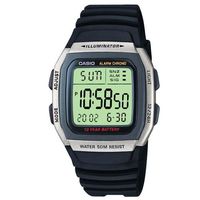 【CASIO】 樂活休閒運動數位錶-銀框X黑 (W-96H-1A)