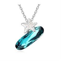 【米蘭精品】925純銀項鍊水晶吊墜夢幻迷人夜幕星辰4色73bb151