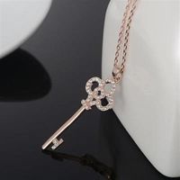 【米蘭精品】玫瑰金項鍊鑲鑽純銀吊墜精美鑰匙時尚精緻73dw134