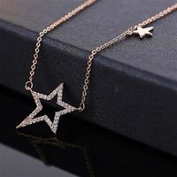 【米蘭精品】玫瑰金項鍊鑲鑽純銀吊墜時尚經典小星星精美2色73dw144