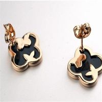 【米蘭精品】玫瑰金耳環鑲鑽純銀耳飾時尚精美幸運草2色73gs108