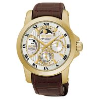 SEIKO Premier 人動電能月相腕錶-金框x咖啡/41mm 5D88-0AG0K(SRX014J1)