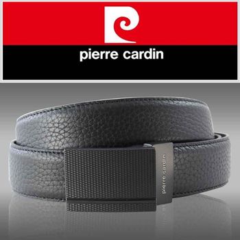 【pierre cardin皮爾卡登】荔枝壓紋潮流休閒真皮皮帶(黑色-P19016)