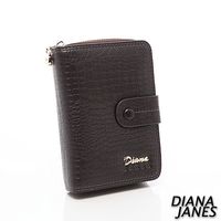 Diana Janes 牛皮 鱷魚紋造型中夾-咖