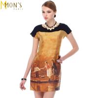 MONS歐風精品印染100%蠶絲洋裝