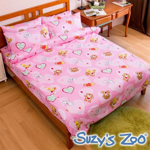 【Suzy`s Zoo】台灣製造 幸福滿點純棉雙人被套床包組(粉)