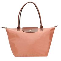 LONGCHAMP 經典LE PLIAGE系列長提把尼龍摺疊水餃包(大-玫瑰色)